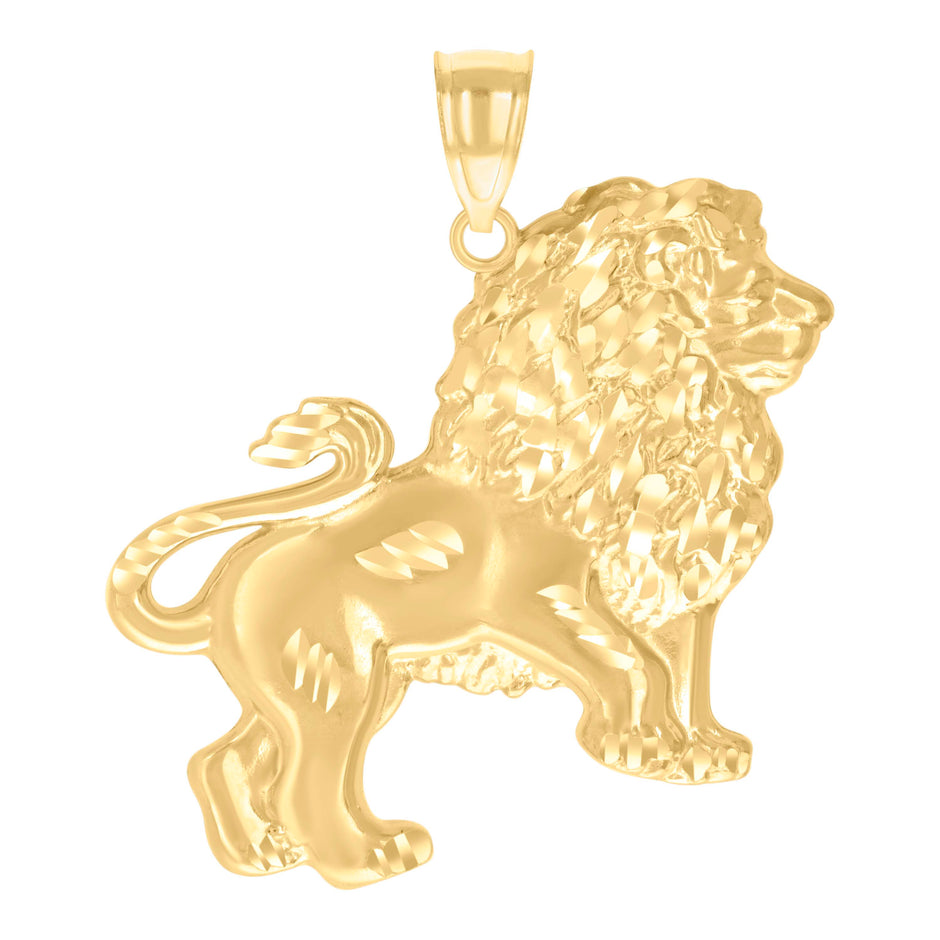 10kt Yellow Gold Mens Lion Animal Wildlife Charm Pendant