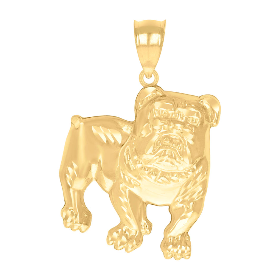 10kt Yellow Gold Mens Bull Dog Animal Wildlife Charm Pendant