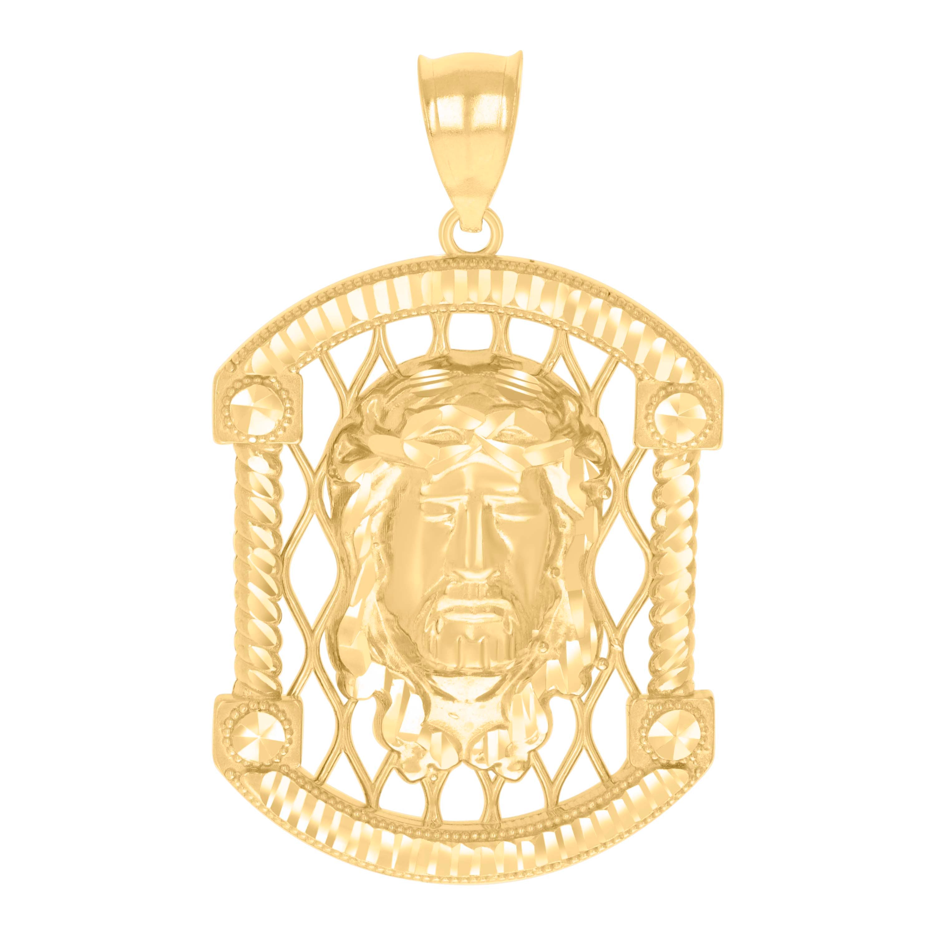 10kt Yellow Gold Mens Jesus Religious Charm Pendant