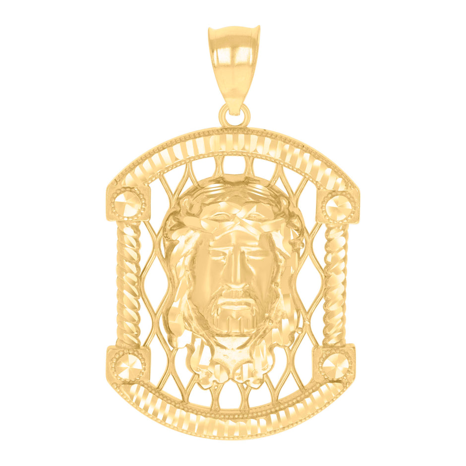 10kt Yellow Gold Mens Jesus Religious Charm Pendant