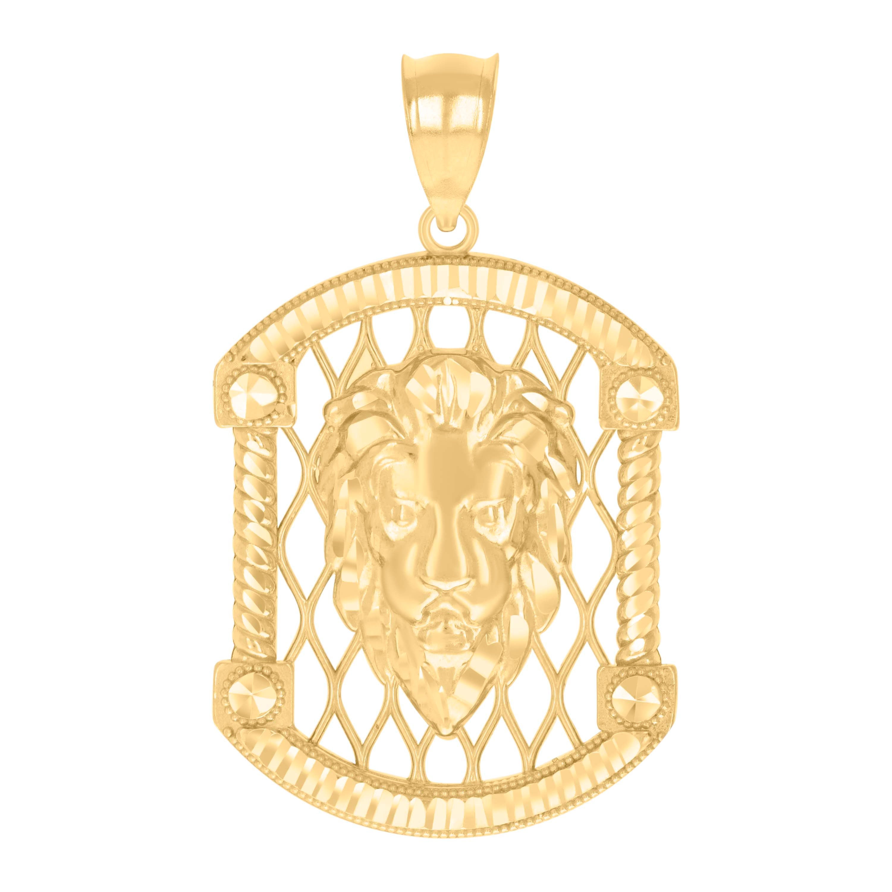 10kt Yellow Gold Mens Leo/Lion Head Zodiac Sign/Wildlife Charm Pendant