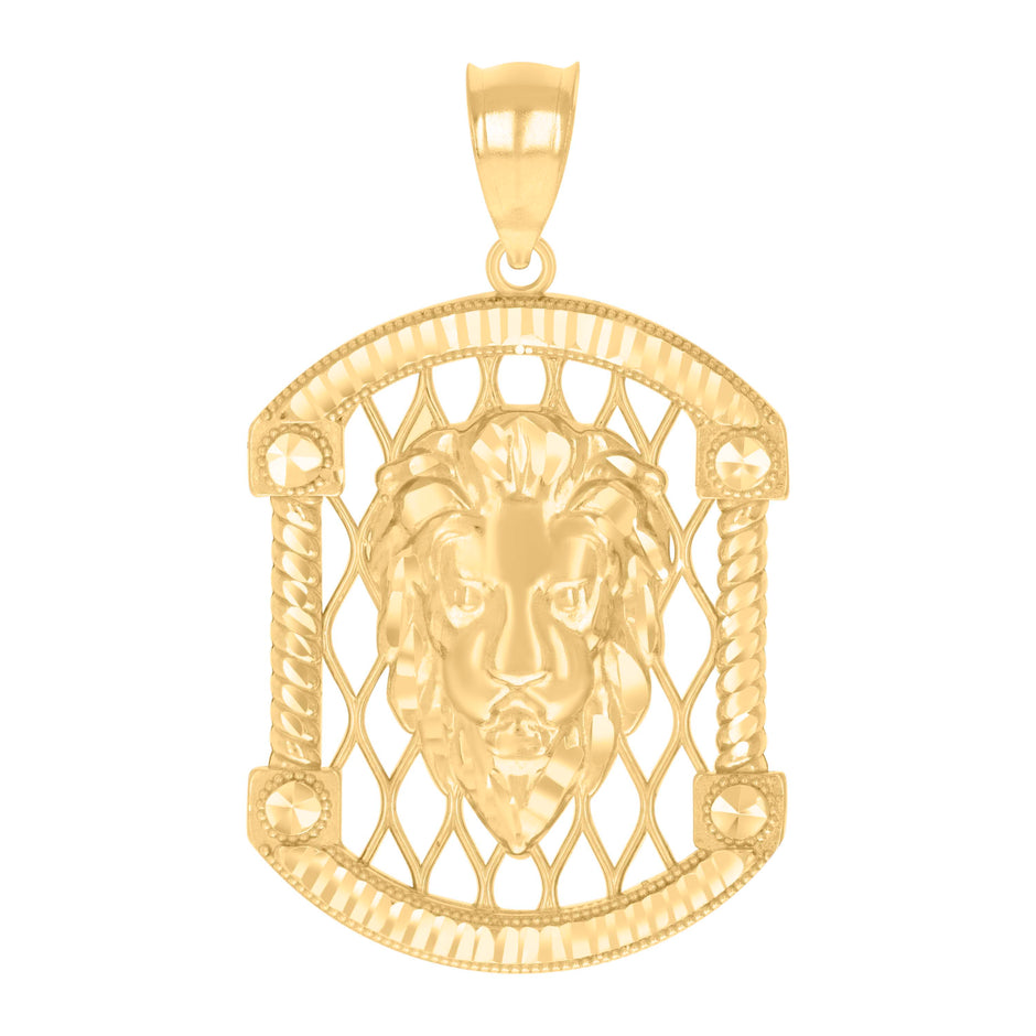 10kt Yellow Gold Mens Leo/Lion Head Zodiac Sign/Wildlife Charm Pendant