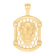 10kt Yellow Gold Mens Leo/Lion Head Zodiac Sign/Wildlife Charm Pendant