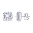 925 Sterling Silver Womens Princess-Cut Round Cubic-Zirconia Square Stud Earrings