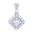 925 Sterling Silver Womens Princess-Cut Round Cubic-Zirconia Square Fashion Charm Pendant