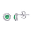 925 Sterling Silver Womens Green Cubic-Zirconia Round Stud Earrings