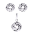 925 Sterling Silver Womens Love Knot Earrings And Pendant Set