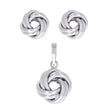 925 Sterling Silver Womens Love Knot Earrings And Pendant Set