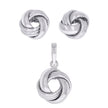 925 Sterling Silver Womens Love Knot Earrings And Pendant Set
