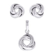 925 Sterling Silver Womens Love Knot Earrings And Pendant Set