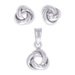 925 Sterling Silver Womens Love Knot Earrings And Pendant Set