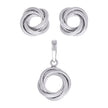 925 Sterling Silver Womens Love Knot Earrings And Pendant Set