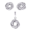 925 Sterling Silver Womens Love Knot Earrings And Pendant Set