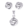 925 Sterling Silver Womens Love Knot Earrings And Pendant Set