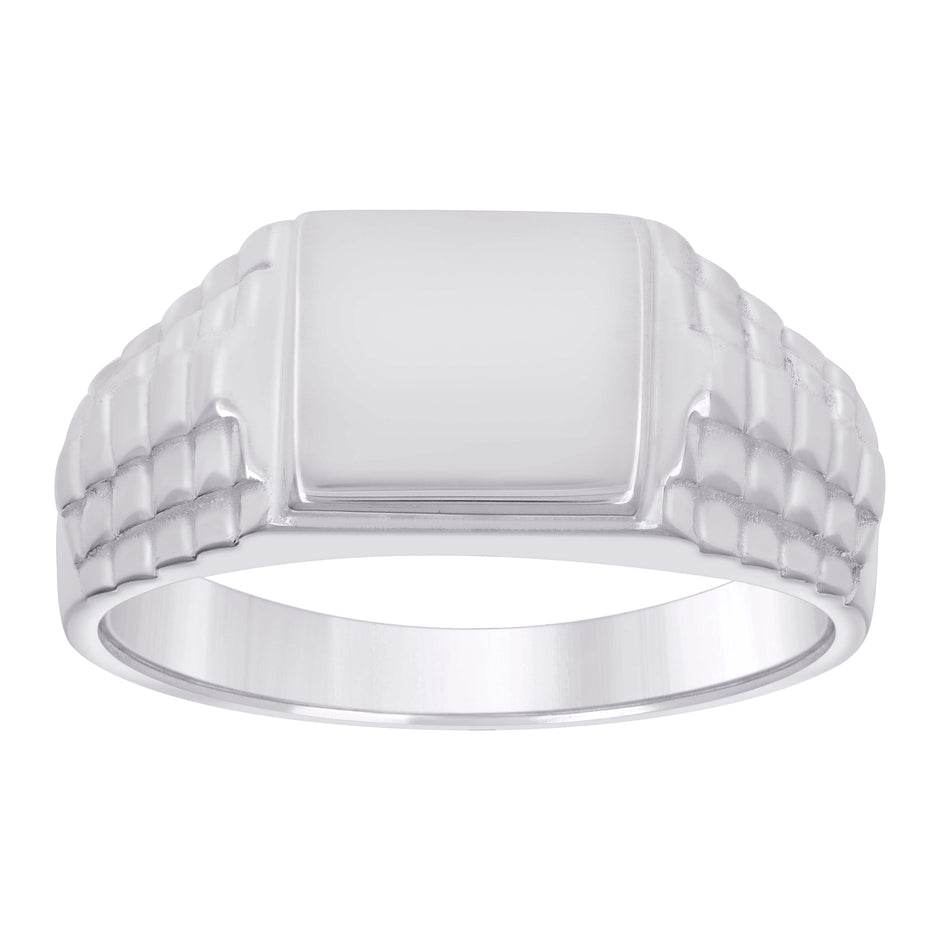 925 Sterling Silver Mens Square Head Fashion Ring Size 7