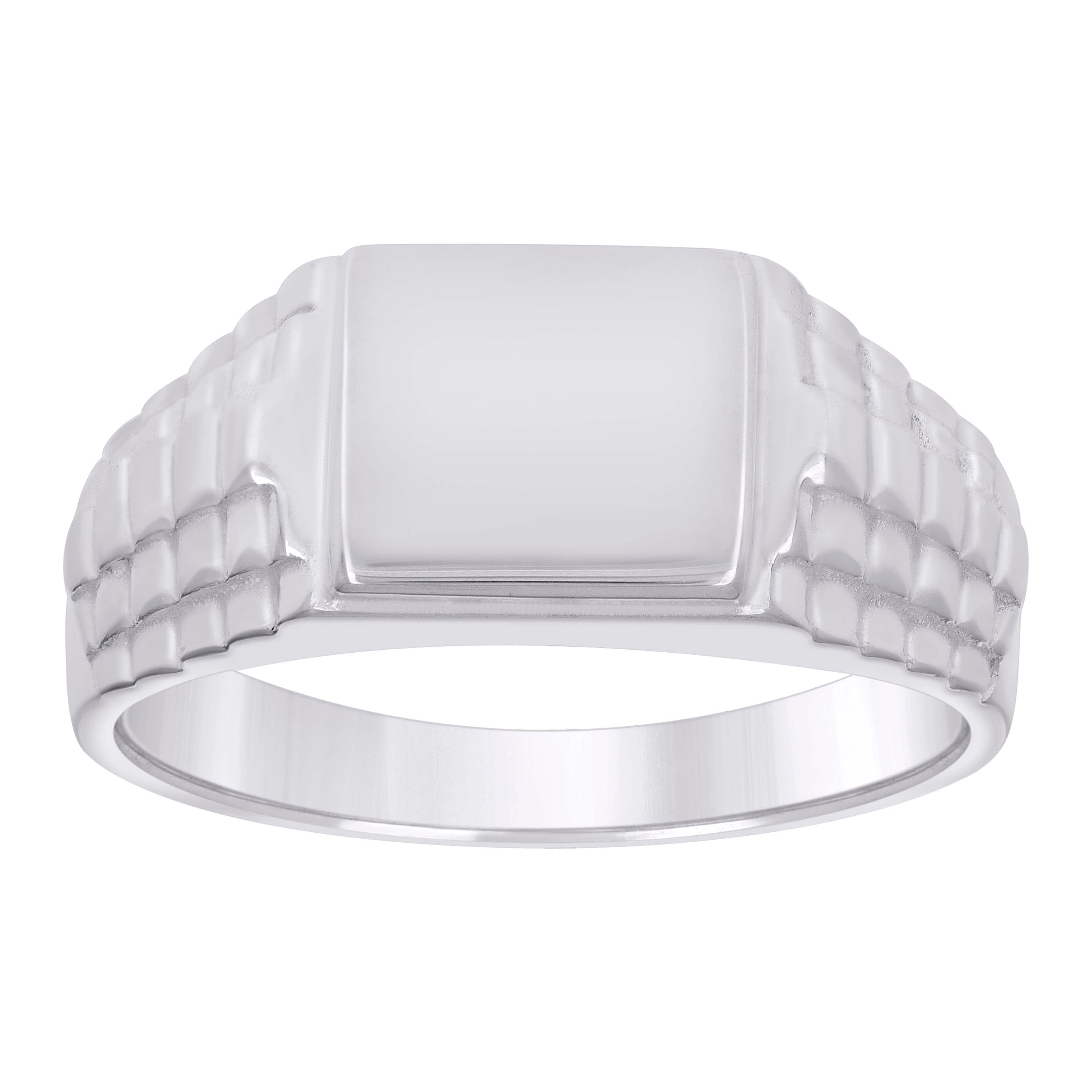 925 Sterling Silver Mens Square Head Fashion Ring Size 9 - SLV-130023