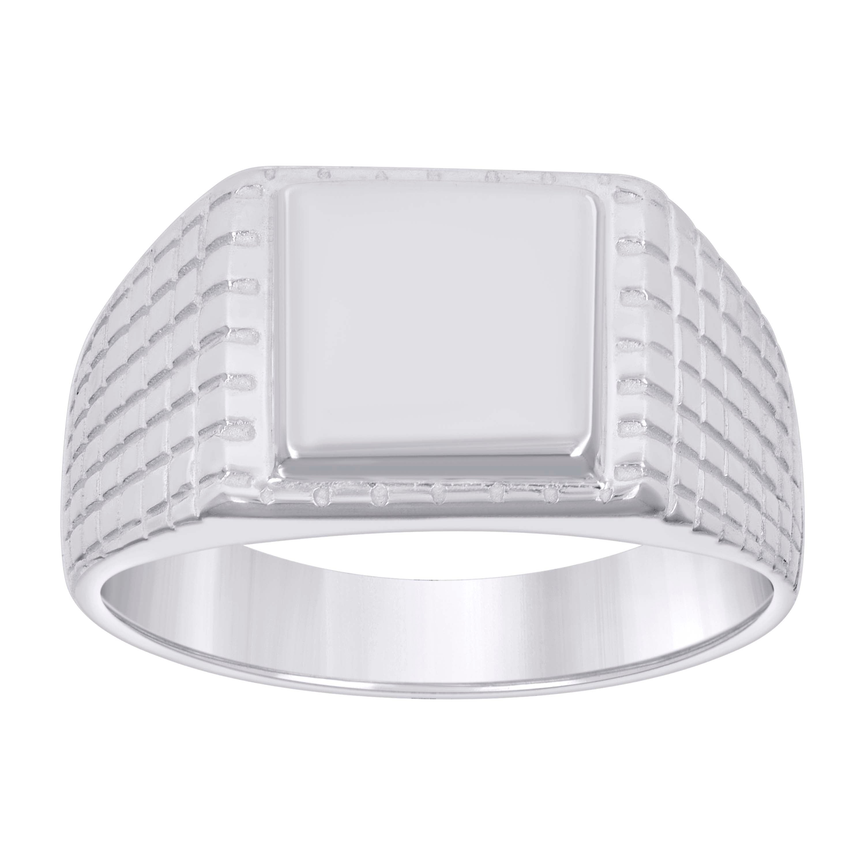 925 Sterling Silver Unisex Square Head Fashion Ring Size 8 - SLV-129434