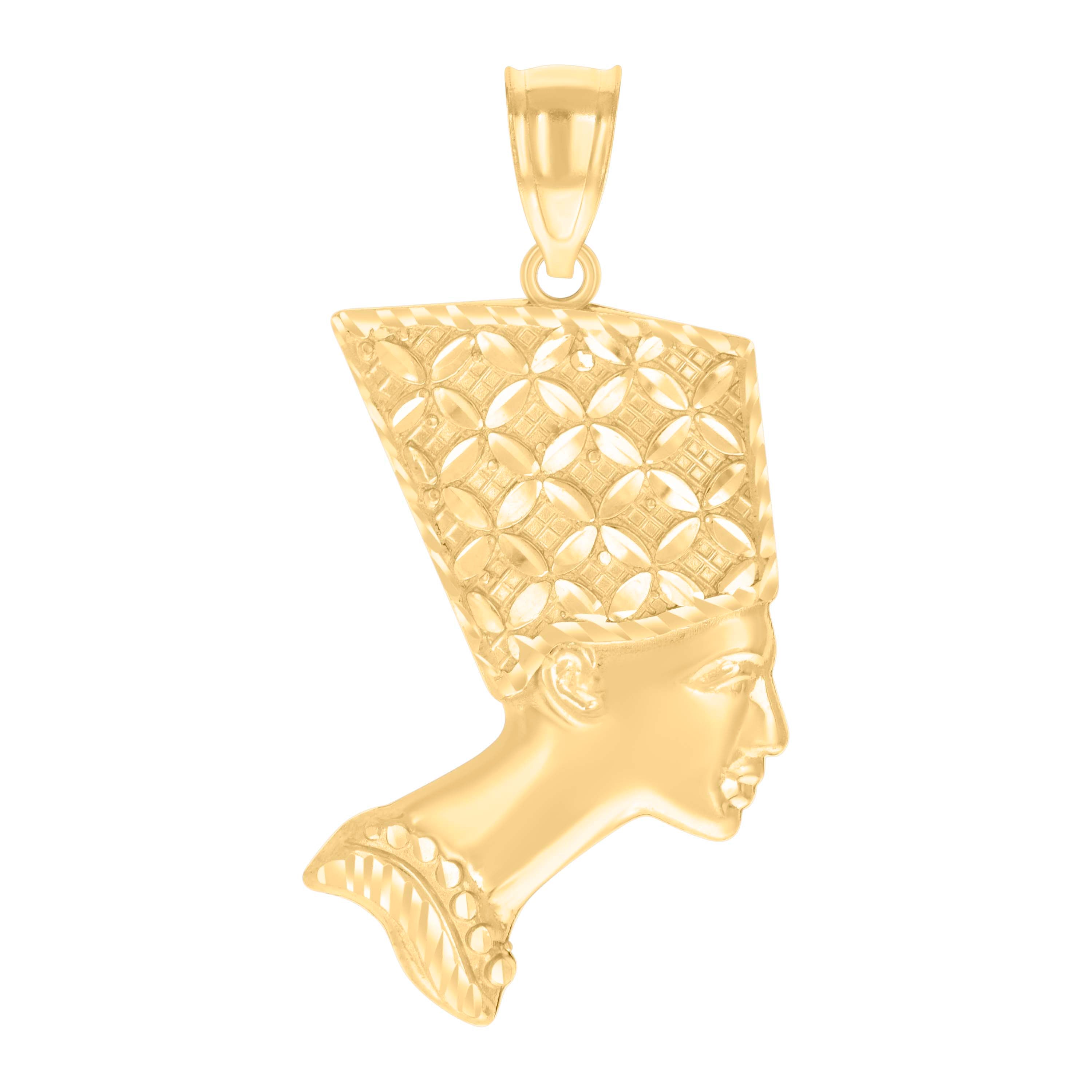 10kt Yellow Gold Mens Nefertiti Egyptian Charm Pendant