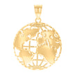 10kt Yellow Gold Mens World Map Charm Pendant