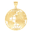10kt Yellow Gold Mens World Map Charm Pendant