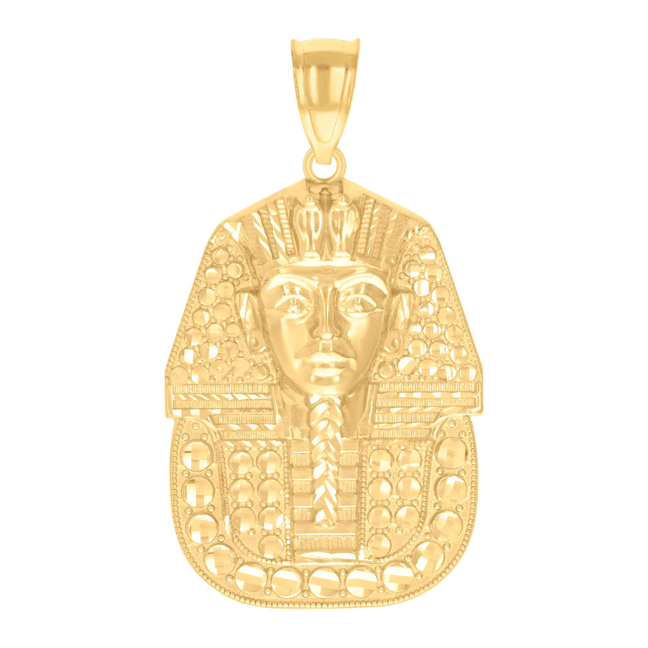 10kt Yellow Gold Mens Pharaoh Egyptian Charm Pendant