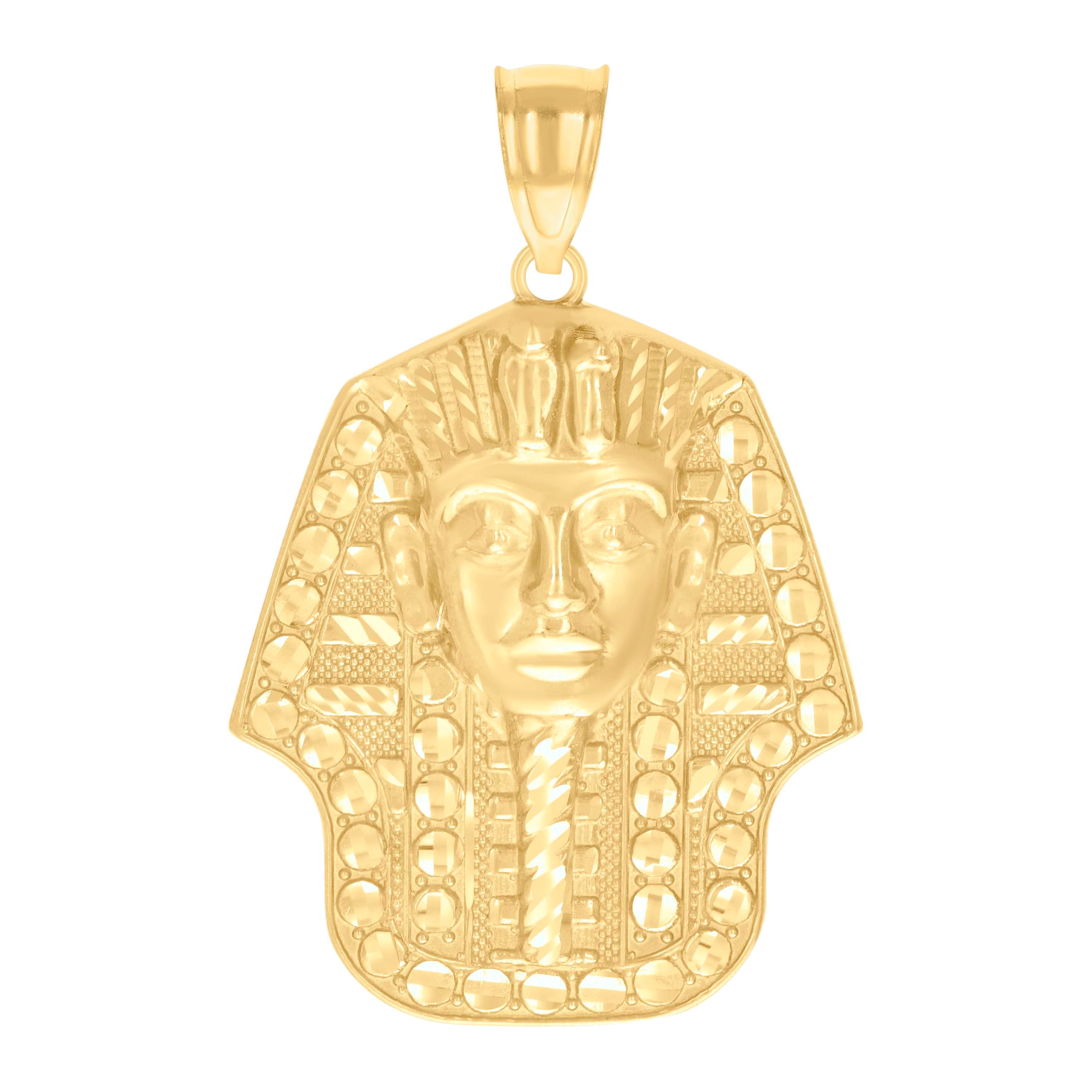 10kt Yellow Gold Mens Pharaoh Egyptian Charm Pendant