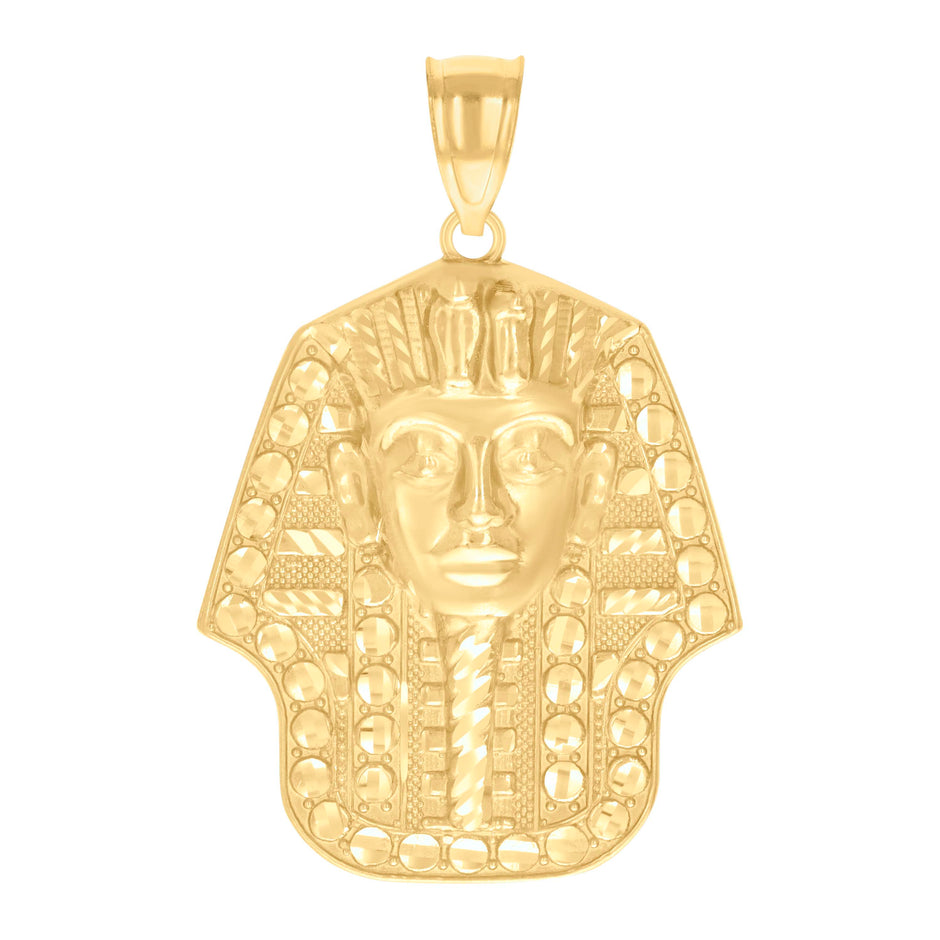 10kt Yellow Gold Mens Pharaoh Egyptian Charm Pendant