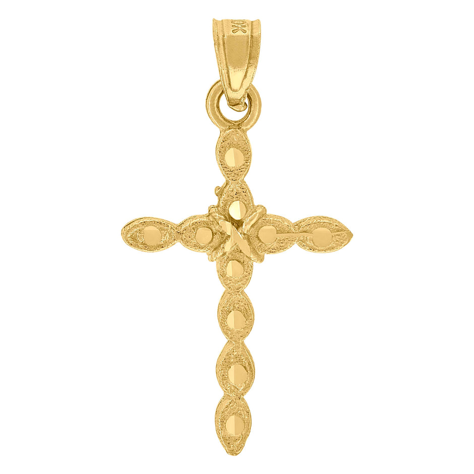 10kt Yellow Gold Mens Women Textured Cross Religious Charm Pendant