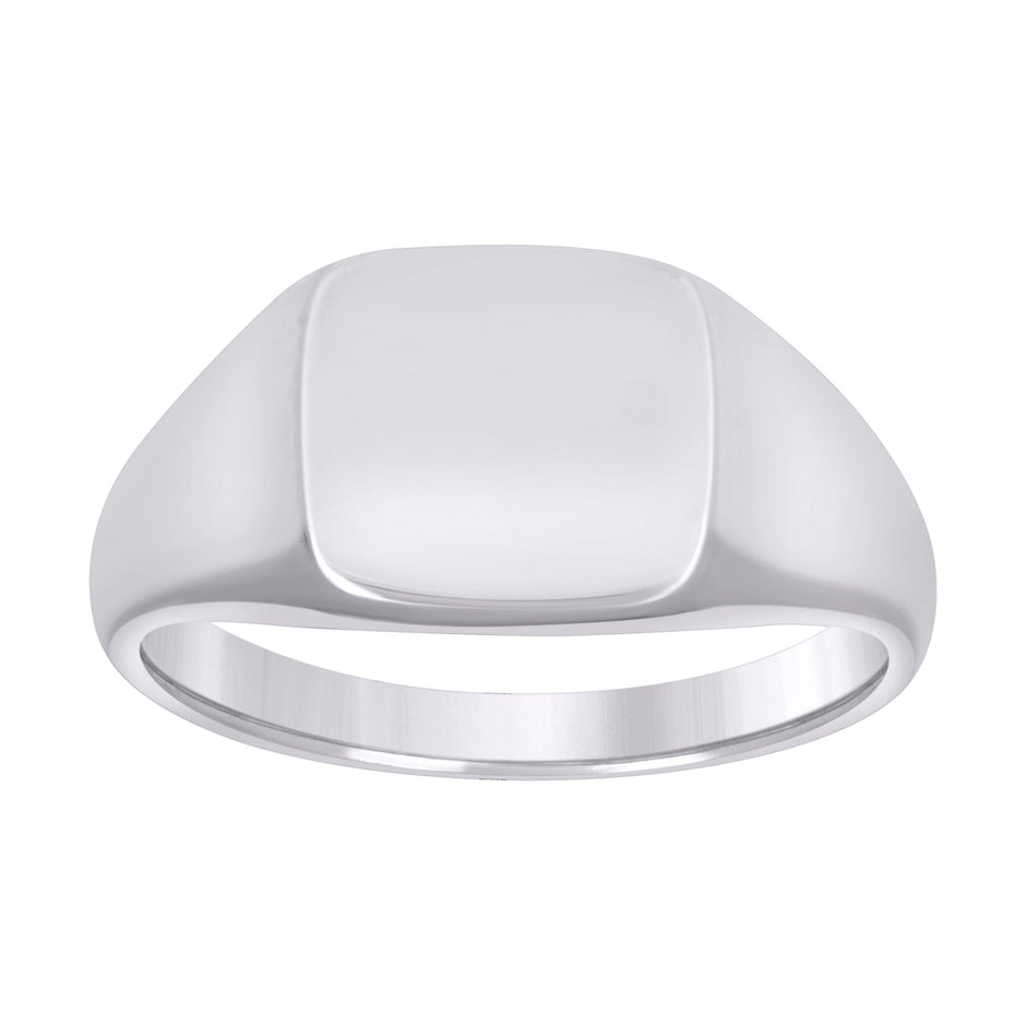 925 Sterling Silver Unisex Square Head Signet Ring Size 10 - SLV-130078