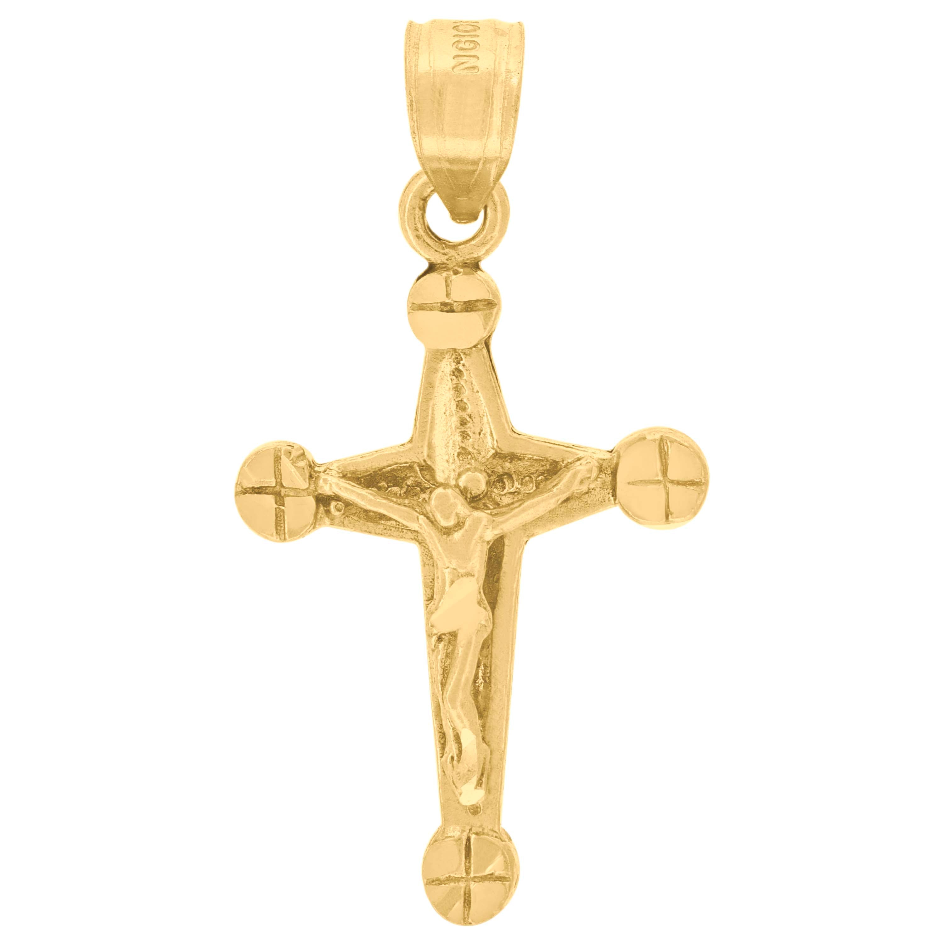 10kt Yellow Gold Womens Mens Unisex Jesus Crucifix Cross Religious Charm Pendant