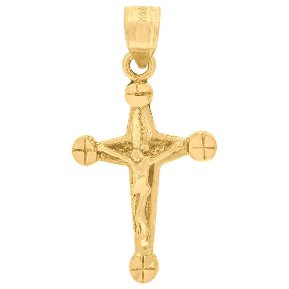 10kt Yellow Gold Womens Mens Unisex Jesus Crucifix Cross Religious Charm Pendant