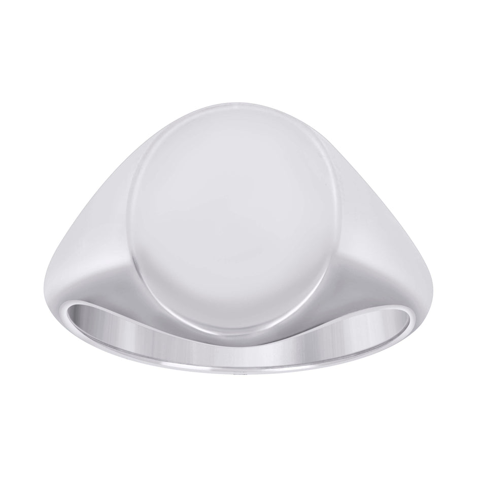 925 Sterling Silver Unisex Oval Head Signet Ring Size 10 - SLV-130083