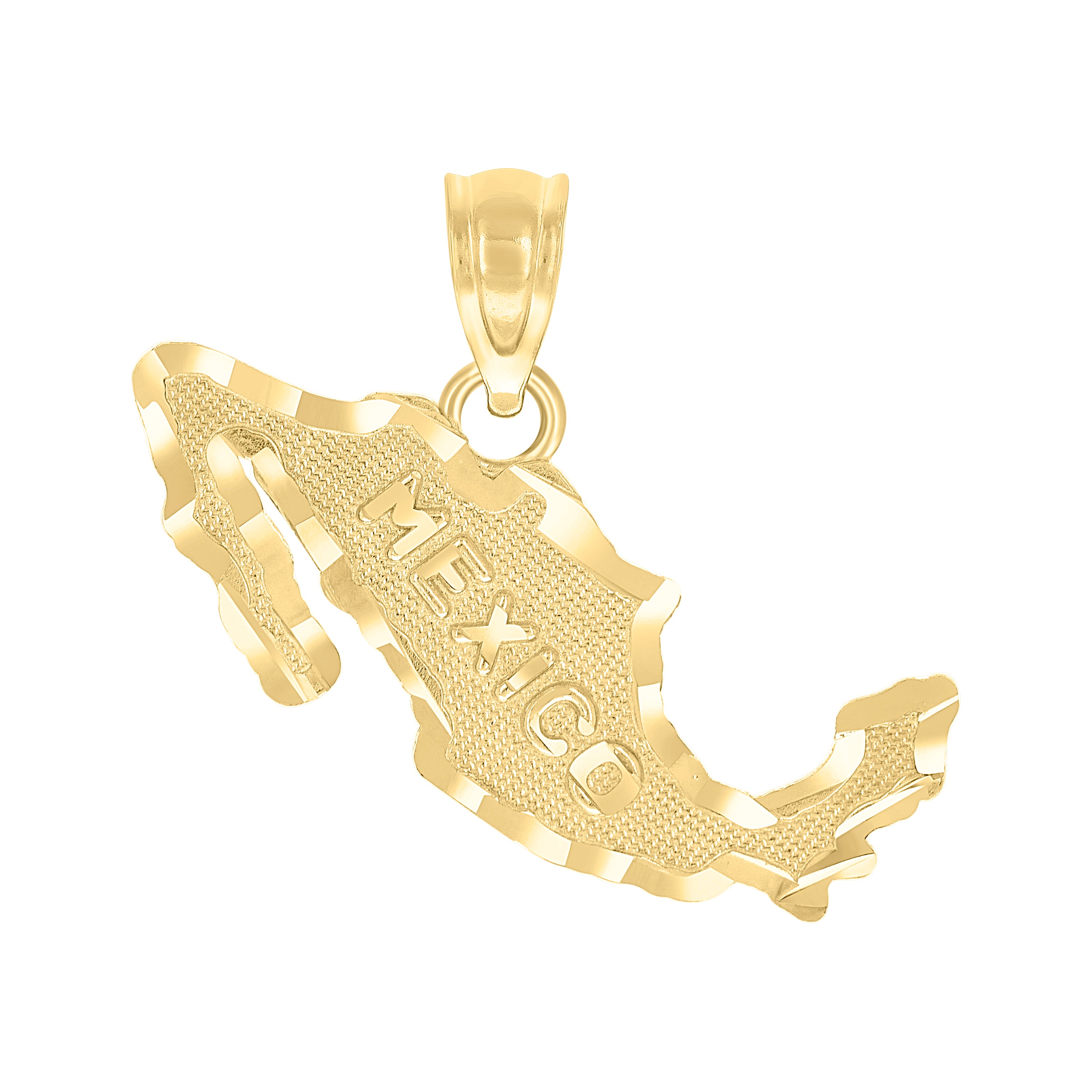 10kt Yellow Gold Unisex Mexico Map Country Charm Pendant