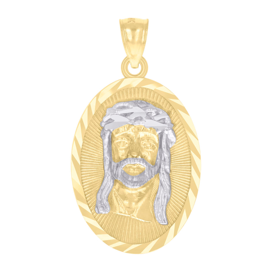 10kt Two-tone Gold Mens Jesus Religious Charm Pendant