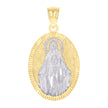 10kt Two-tone Gold Womens Oval Virgin Mary Religious Charm Pendant