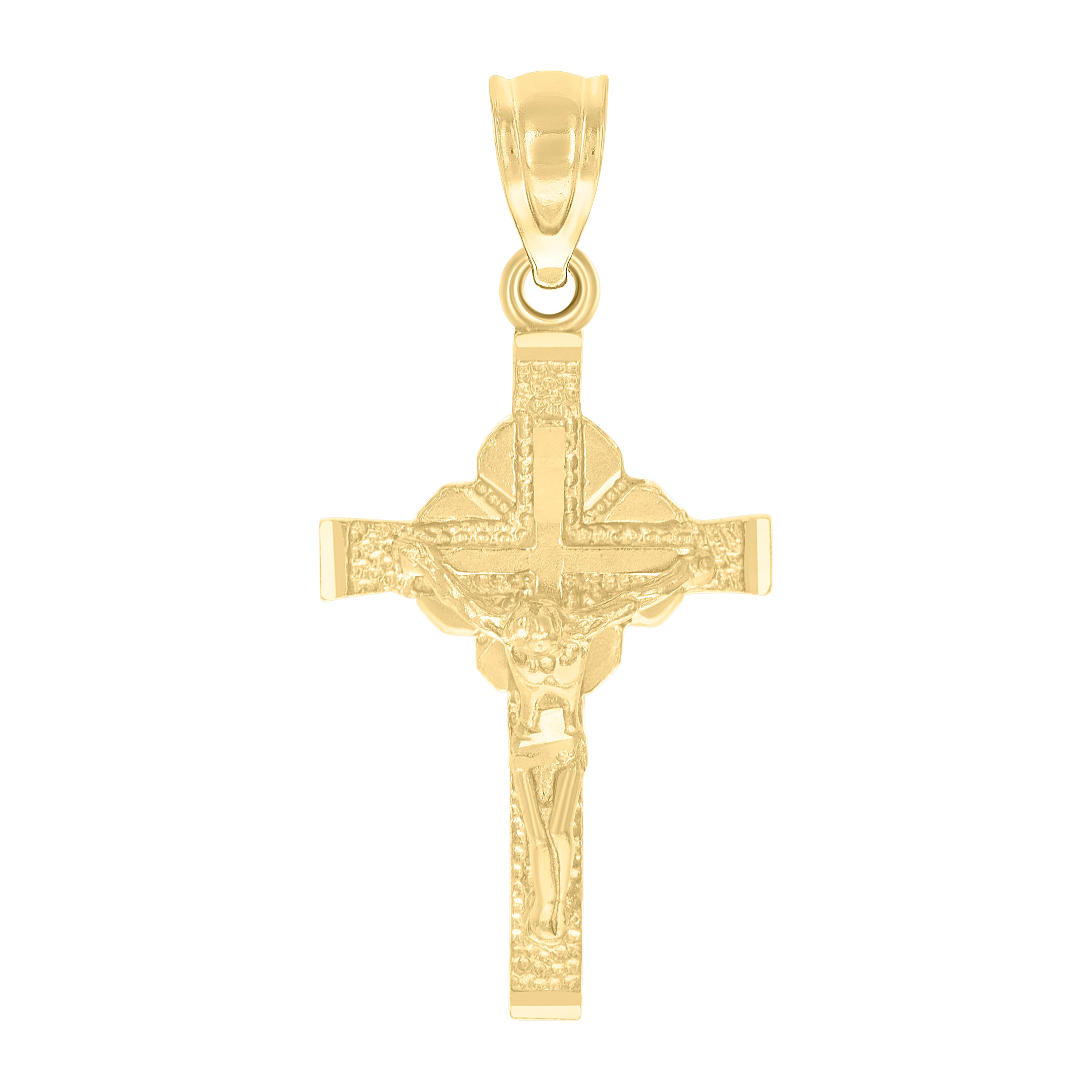 10kt Yellow Gold Womens Mens Unisex Jesus Crucifix Cross Religious Charm Pendant