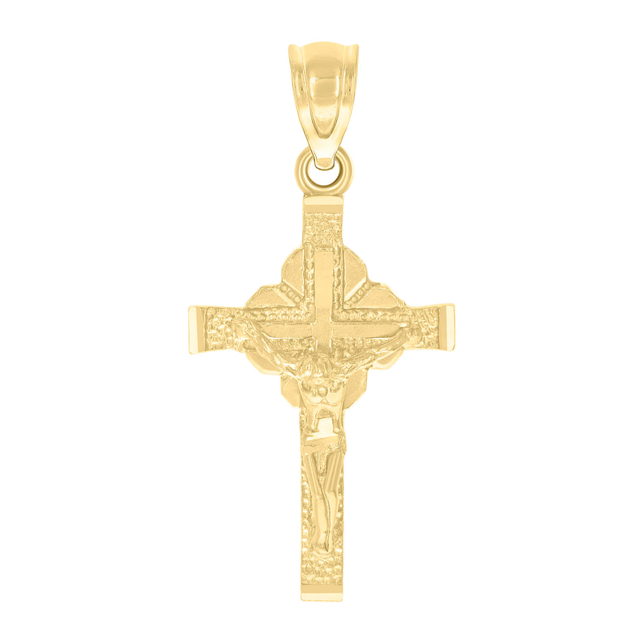10kt Yellow Gold Womens Mens Unisex Jesus Crucifix Cross Religious Charm Pendant