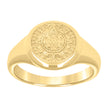 10kt Yellow Gold Mens Textured Aztec Calendar Fashion Ring 