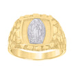 10kt Two-tone Gold Mens Textured Guadalupe Religious Ring 