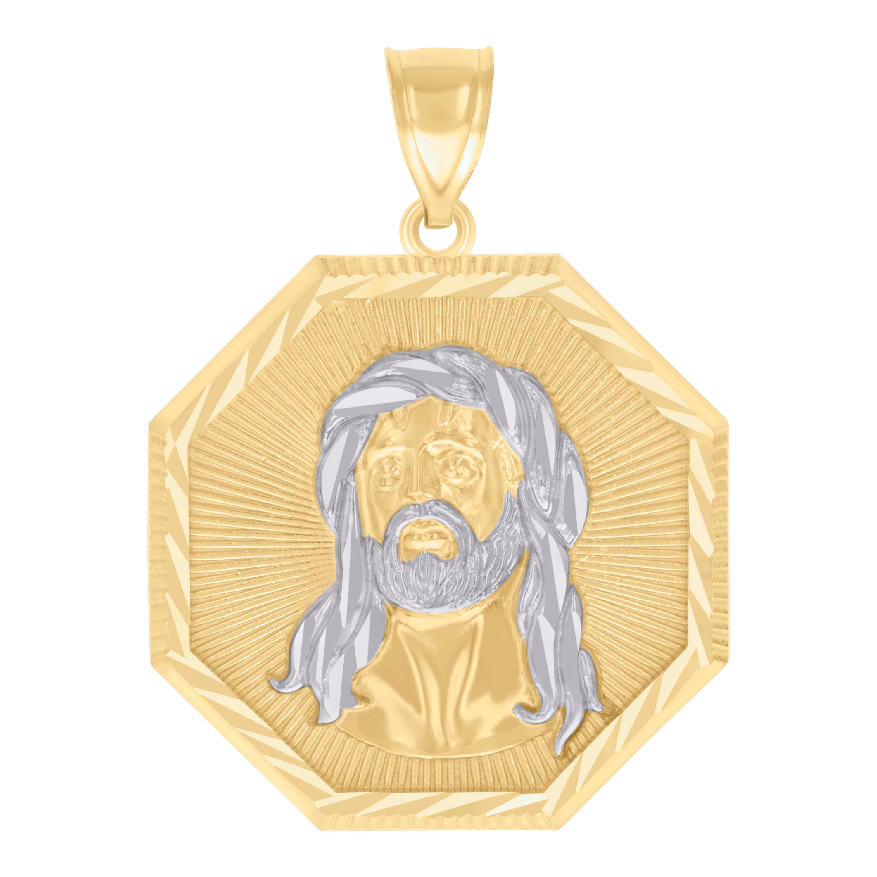 14kt Two-tone Gold Mens Jesus Religious Charm Pendant
