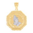 14kt Two-tone Gold Mens Praying Hands Symbol Religious Charm Pendant