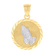 14kt Two-tone Gold Womens Praying Hands Symbol Religious Charm Pendant 