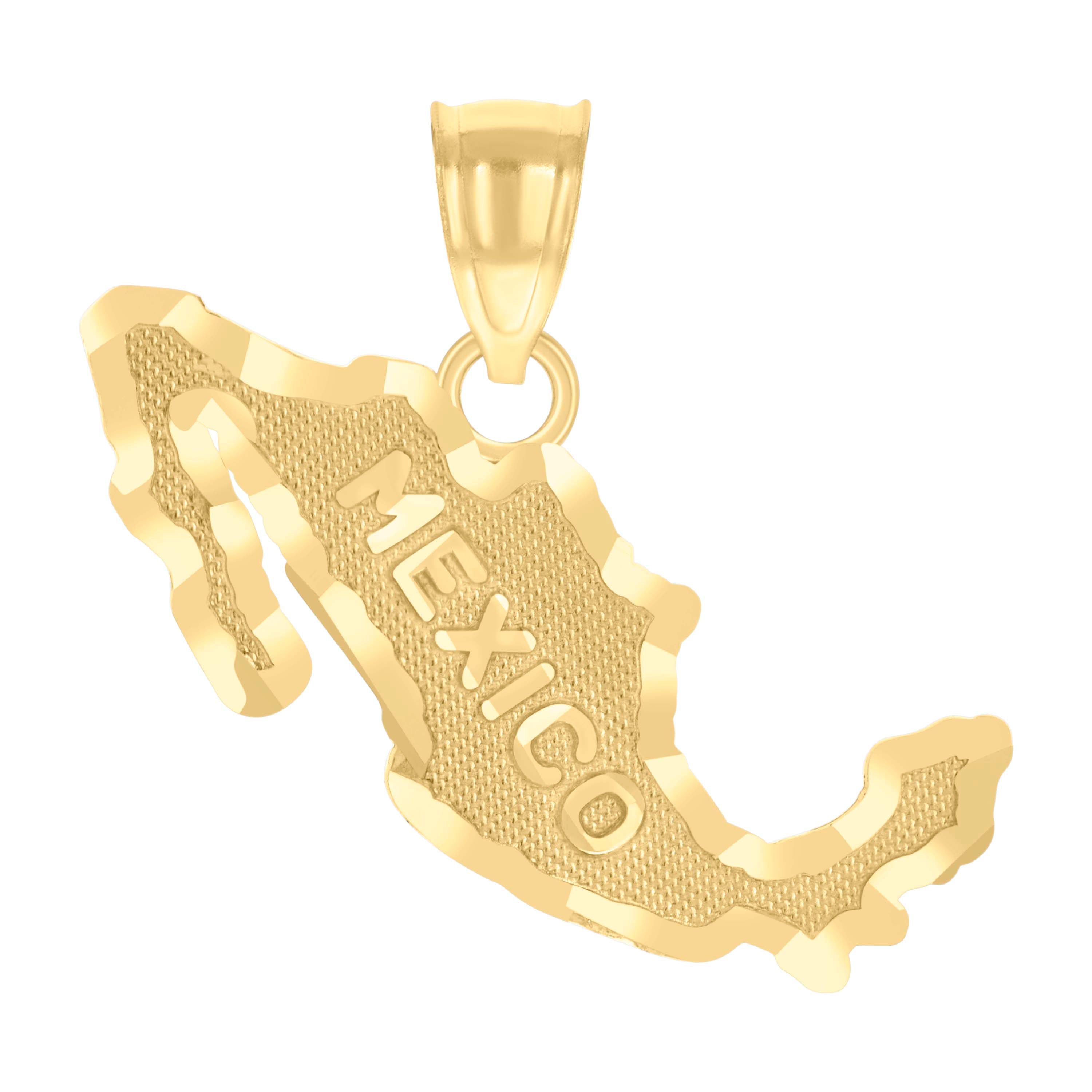 14kt Yellow Gold Mens Mexico Map Country Diamond-Cut Globe Maps Charm Pendant 