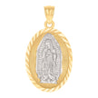 14kt Two-tone Gold Mens Oval Guadalupe Religious Charm Pendant