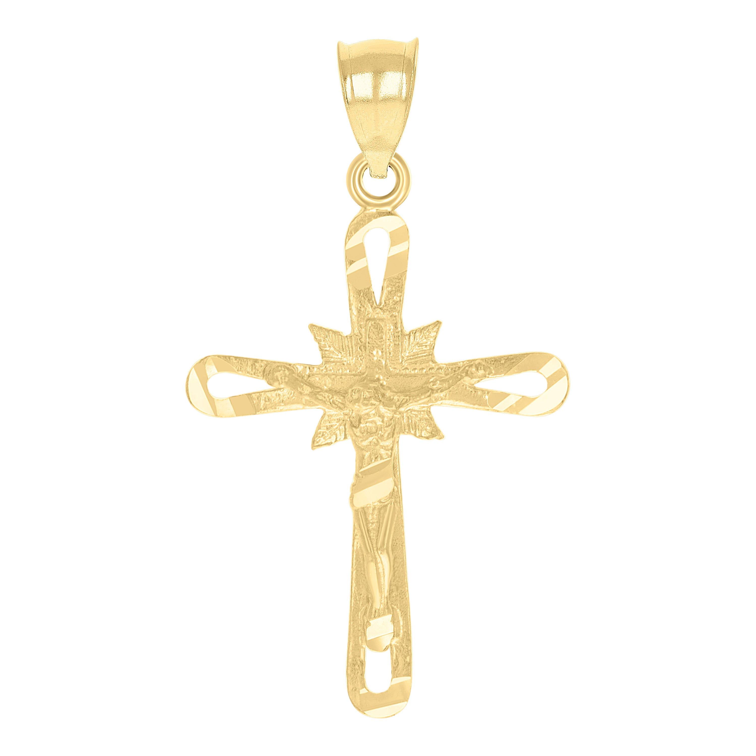 10kt Yellow Gold Womens Mens Unisex Jesus Crucifix Cross Religious Charm Pendant