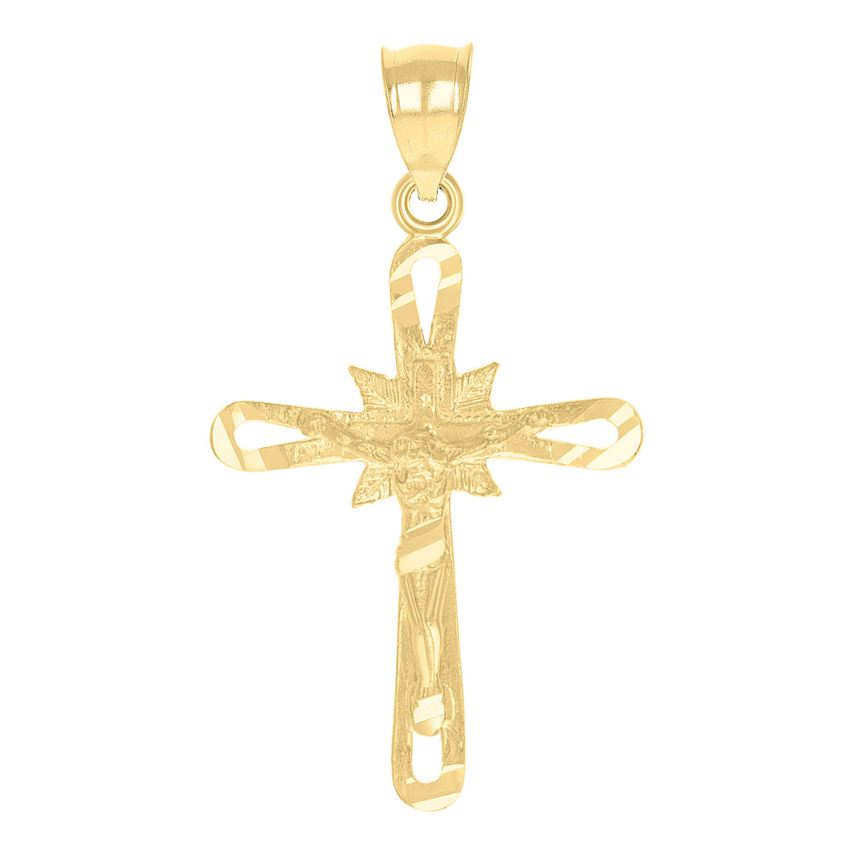10kt Yellow Gold Womens Mens Unisex Jesus Crucifix Cross Religious Charm Pendant