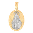 14kt Two-tone Gold Mens Miraculous Medal Virgin Mary Religious Charm Pendant