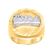 14kt Yellow Gold Mens Last Supper Diamond-Cut Religious Ring 
