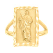 14kt Yellow Gold Womens St. Jude Diamond-Cut Religious Ring 