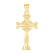 10kt Yellow Gold Unisex Diamond-Cut Textured Cross Religious Charm Pendant